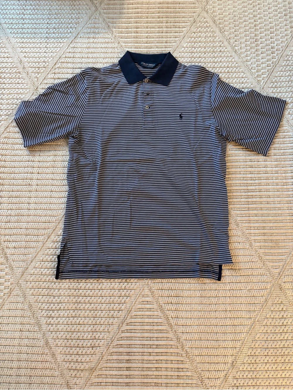 Ralph Lauren Navy and White Striped Polo Shirt
